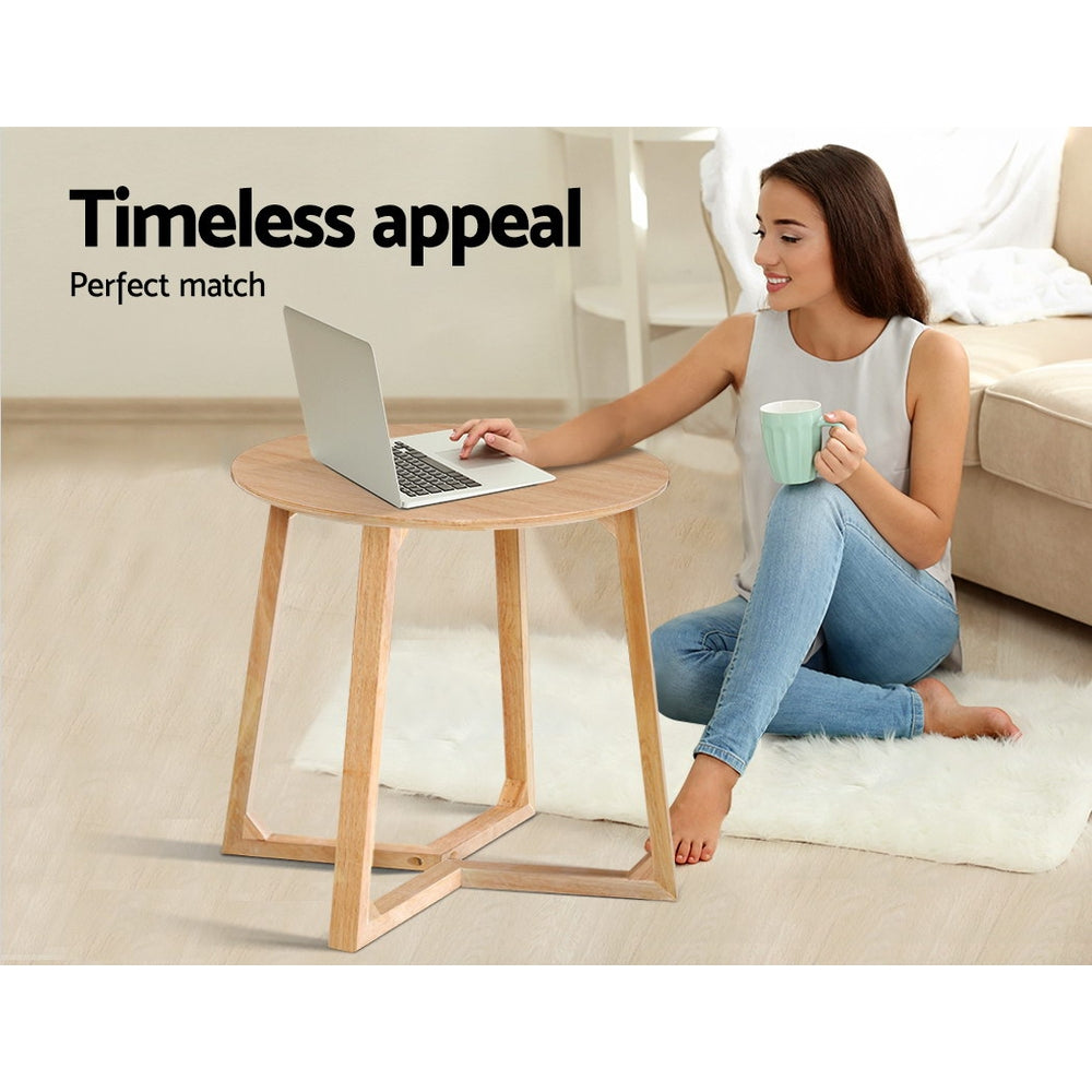 Round Coffee Table Wooden Natural Finish