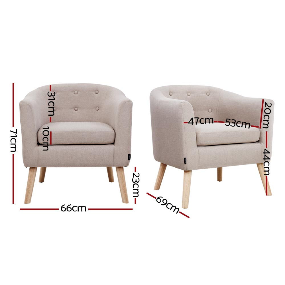 Adora Armchair Tub Chair Beige Linen