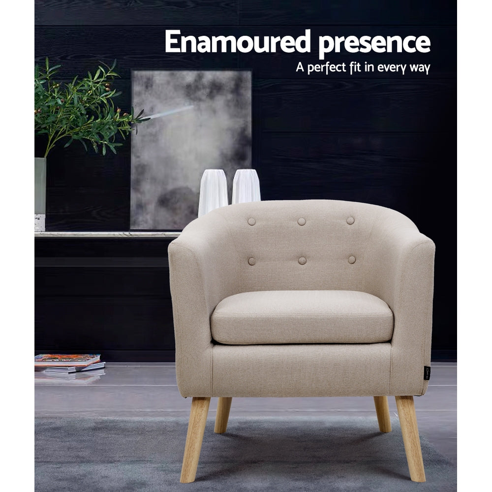 Adora Armchair Tub Chair Beige Linen