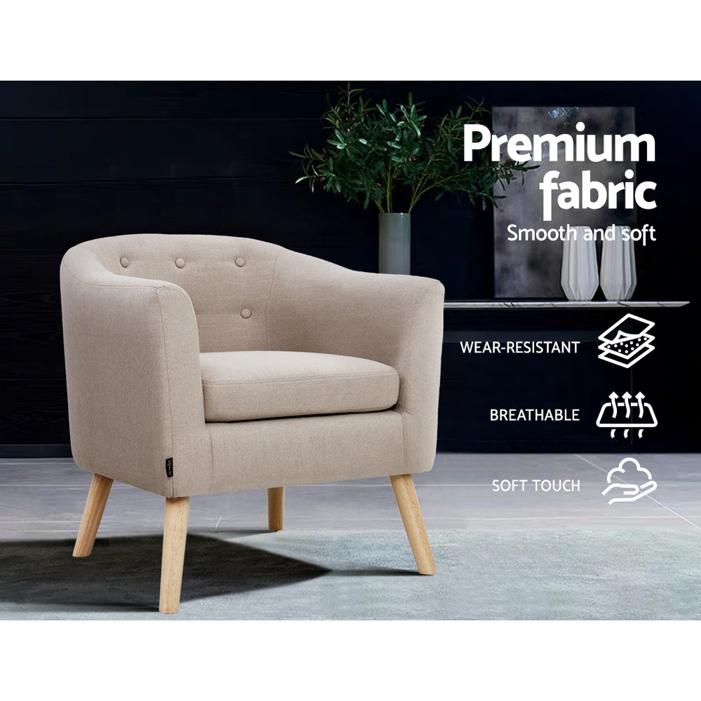 Adora Armchair Tub Chair Beige Linen
