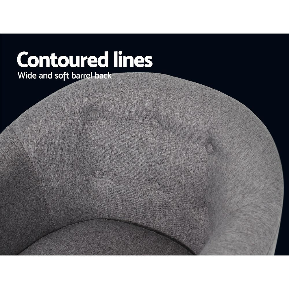Adora Tub Armchair Grey Tufted Faux Linen Upholstery