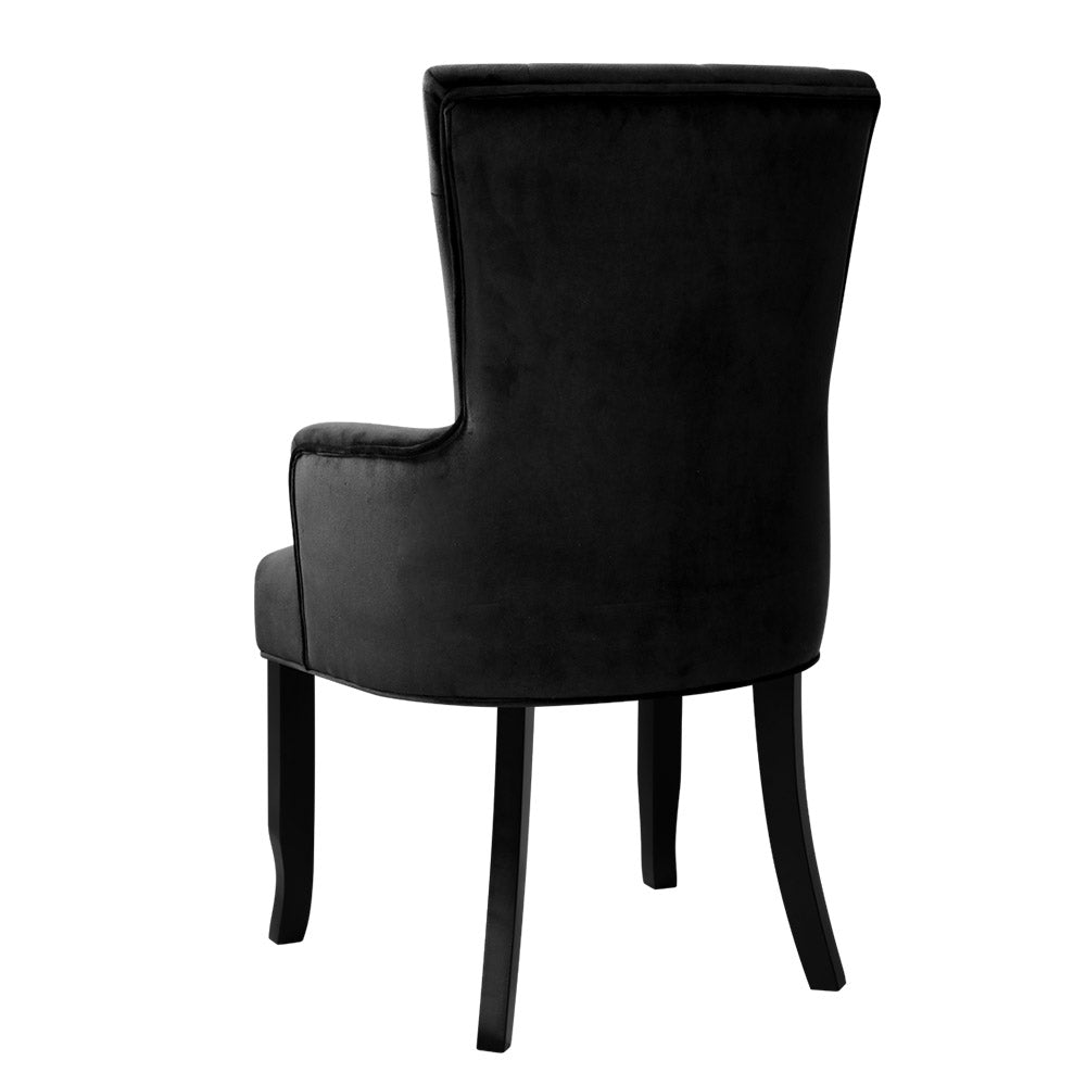 Cayes Dining Armchair Velvet French Provincial Black