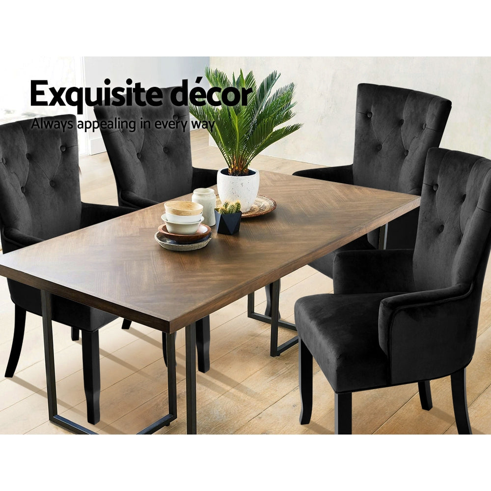 Cayes Dining Armchair Velvet French Provincial Black