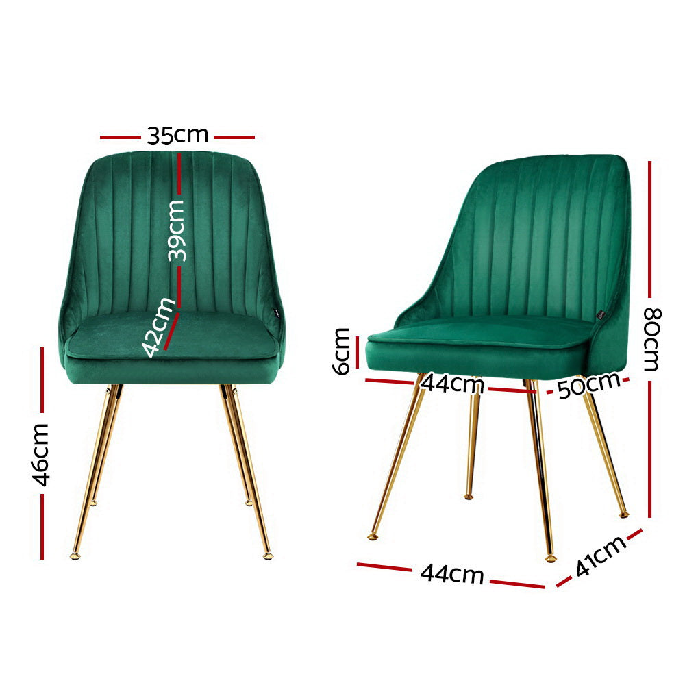 Artiss Velvet Dining Chairs Set of 2 Channel Tufted Green
