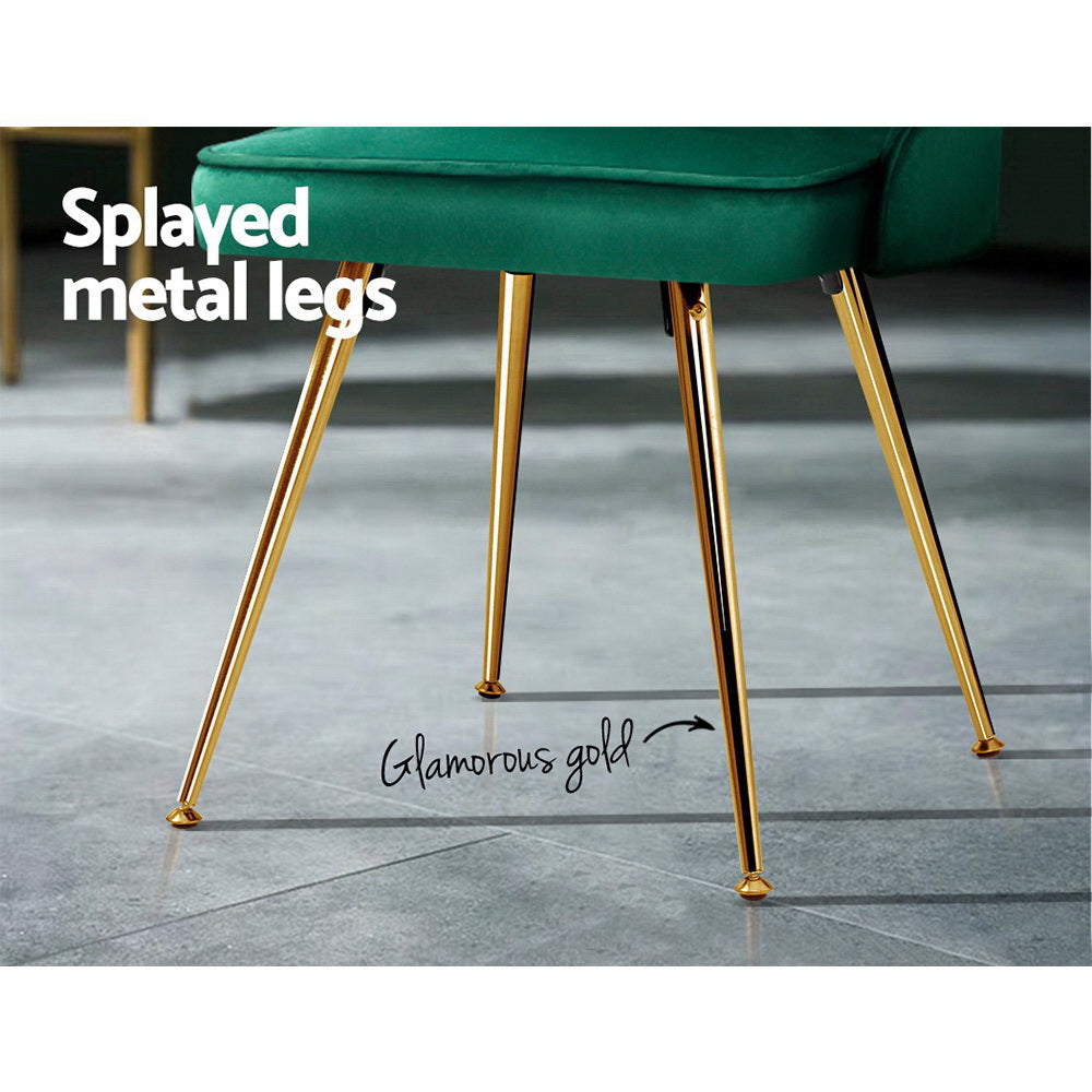 Artiss Velvet Dining Chairs Set of 2 Channel Tufted Green