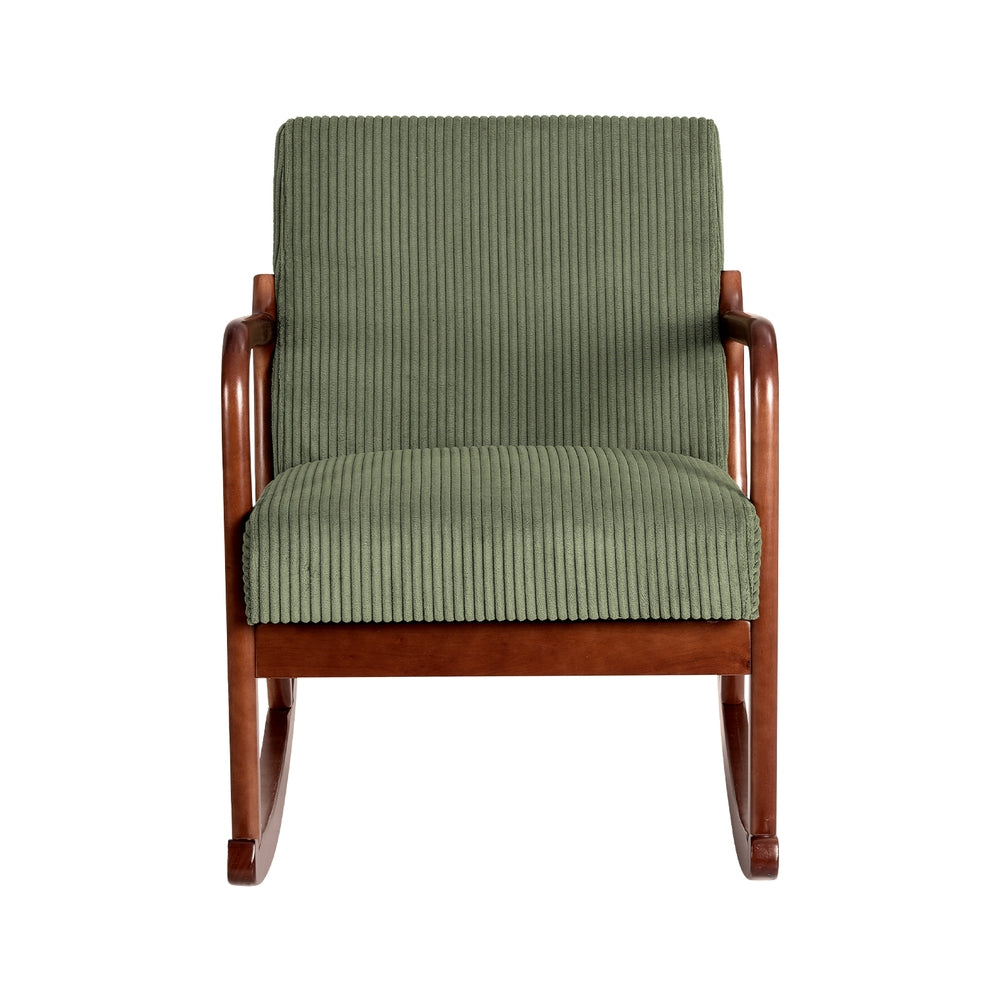 Scandinavian Rocking Armchair Corduroy Green