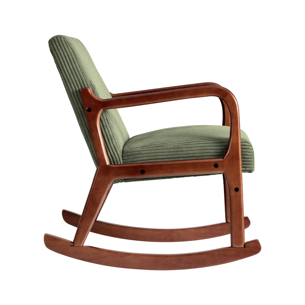 Scandinavian Rocking Armchair Corduroy Green