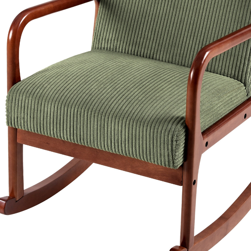Scandinavian Rocking Armchair Corduroy Green