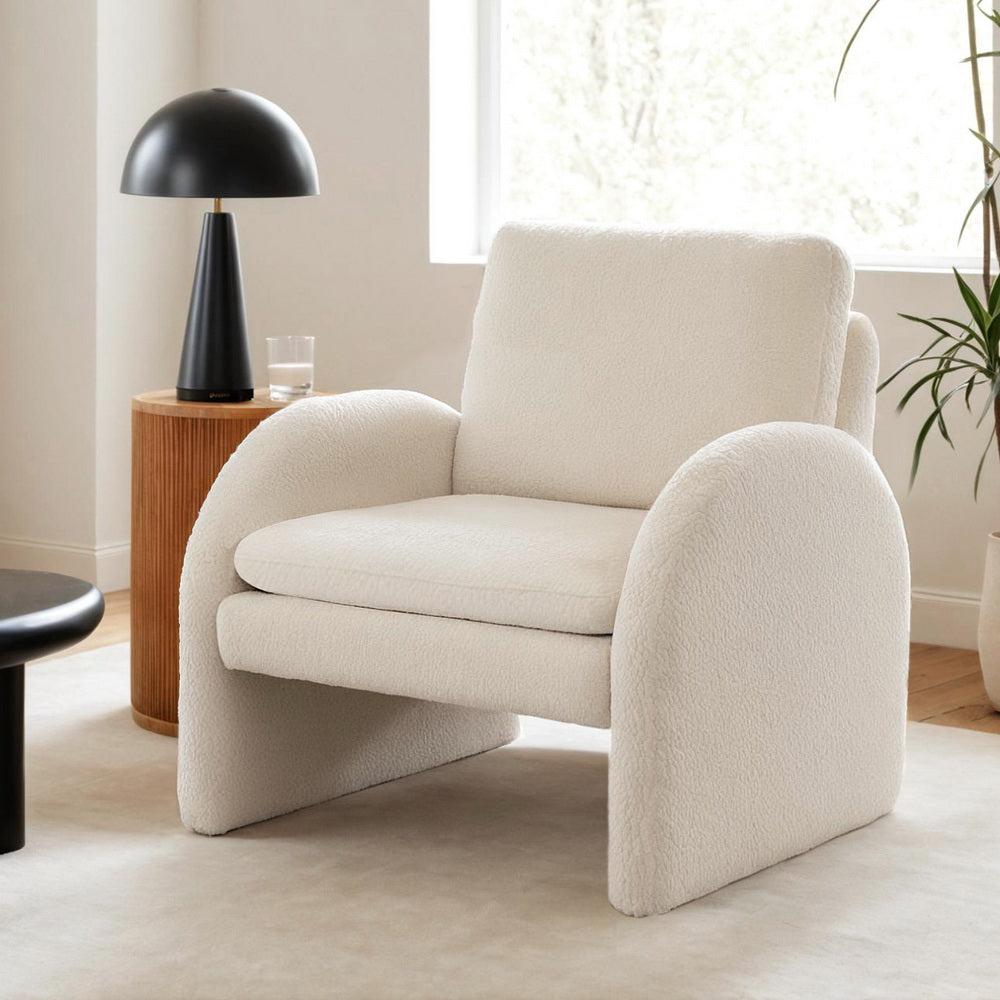 Artiss Boucle Armchair Curved Accent Chair White