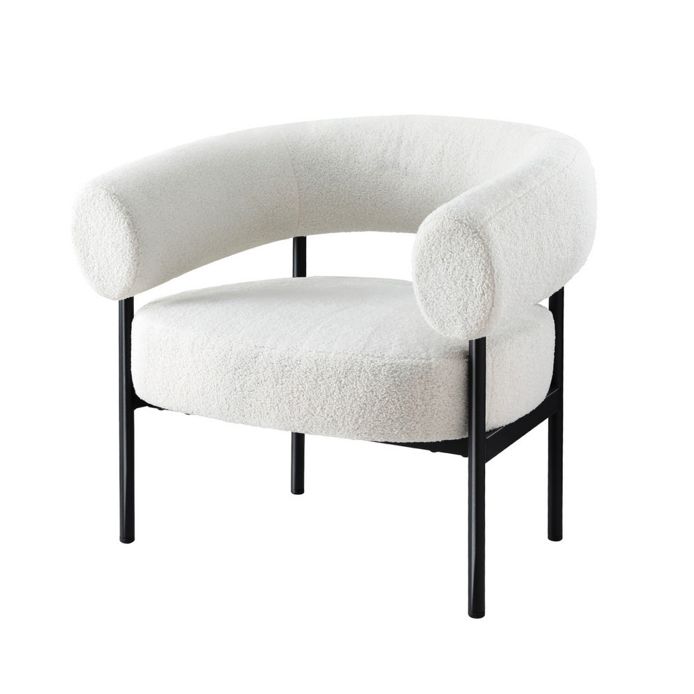 Curved Boucle Armchair White