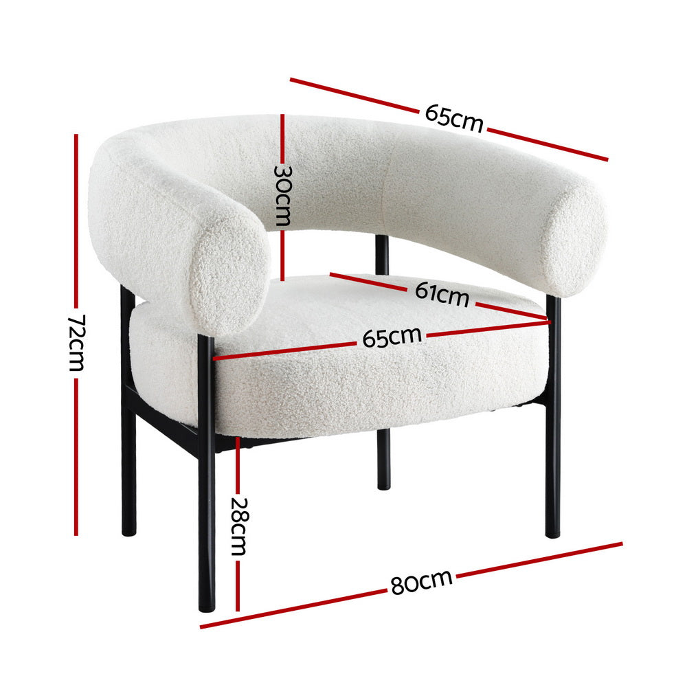 Curved Boucle Armchair White