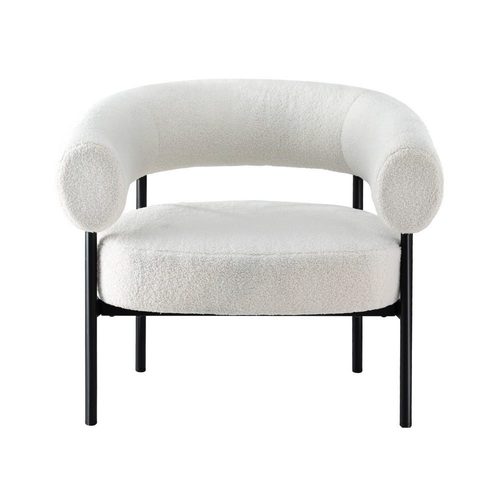 Curved Boucle Armchair White