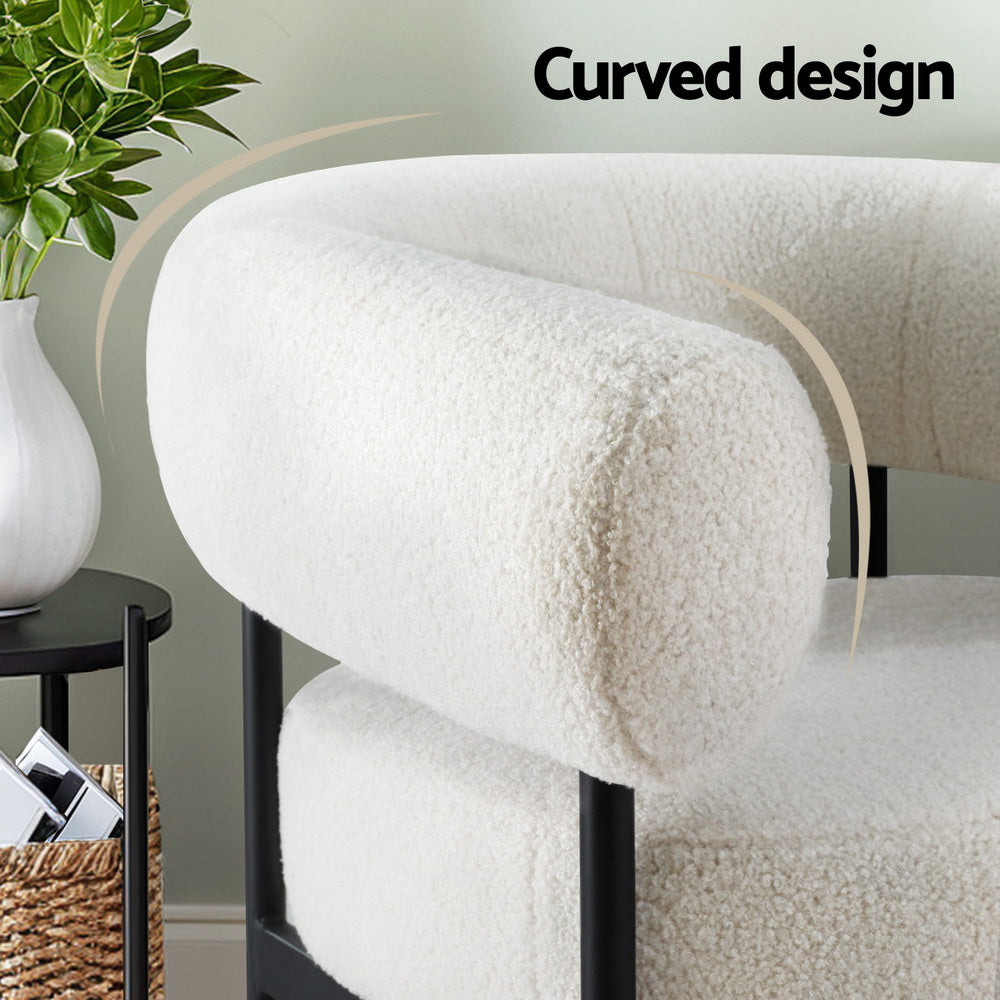 Curved Boucle Armchair White