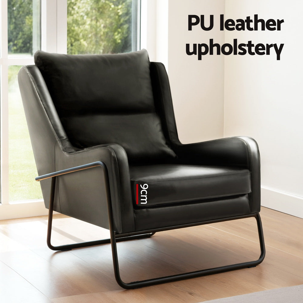 Artiss Wingback Armchair PU Leather Black