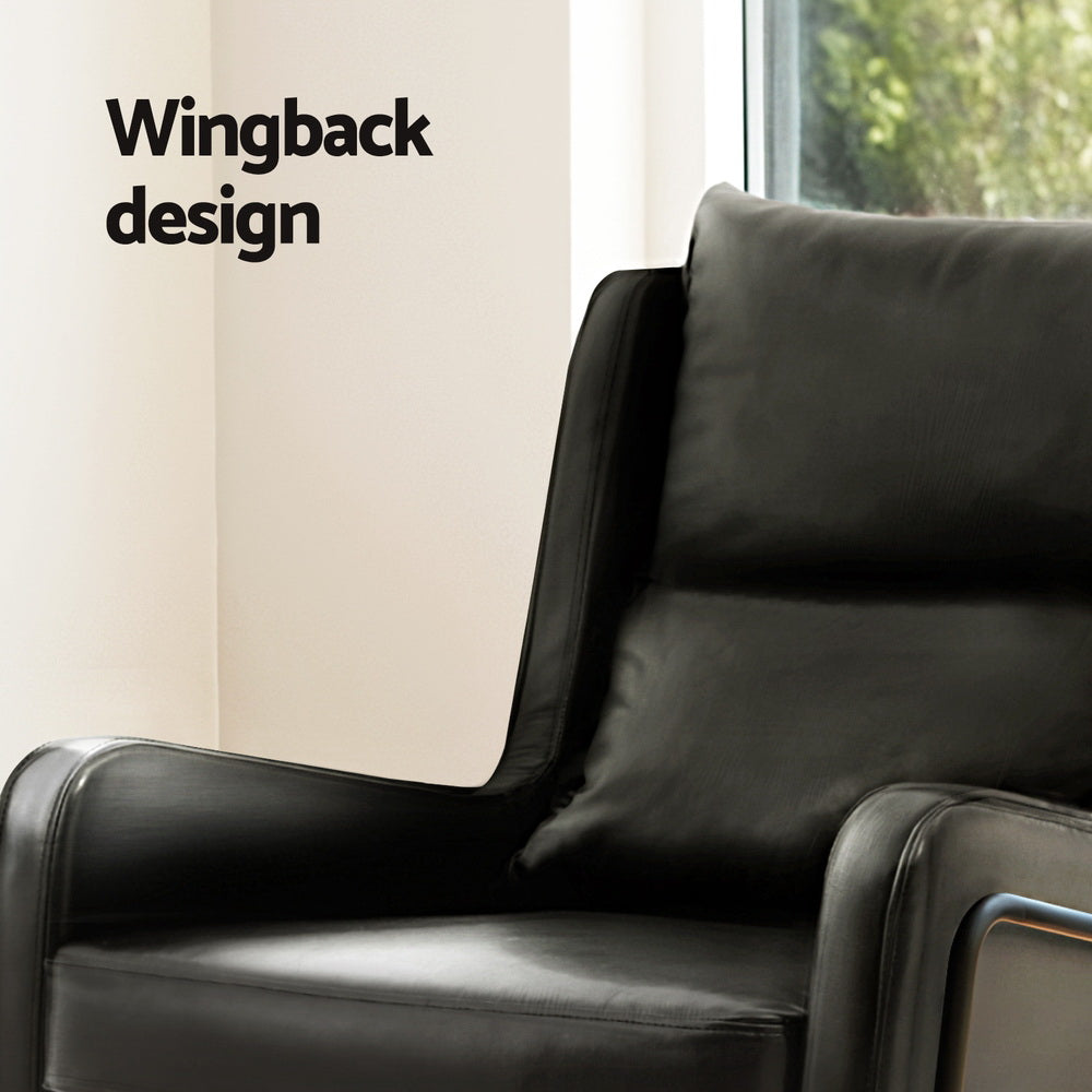 Artiss Wingback Armchair PU Leather Black