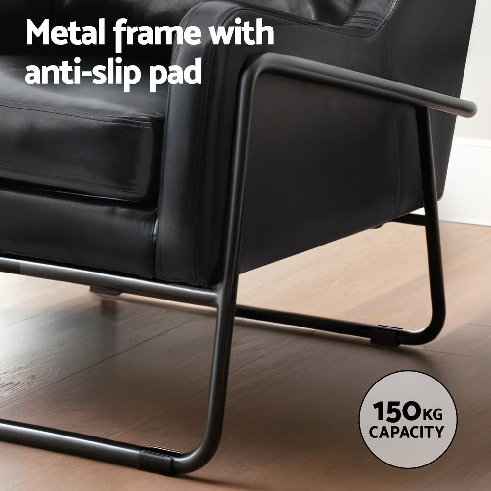 Artiss Wingback Armchair PU Leather Black