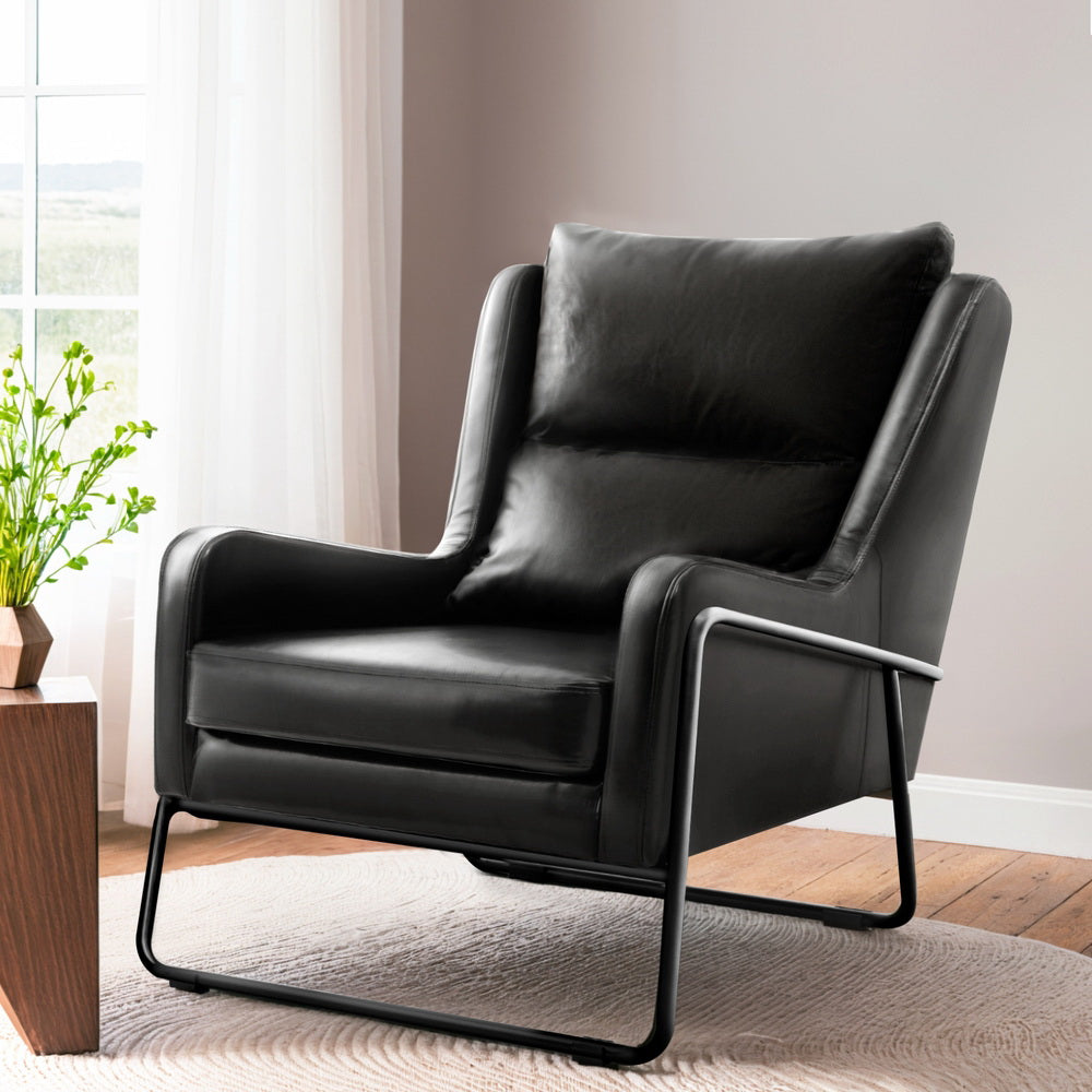 Artiss Wingback Armchair PU Leather Black