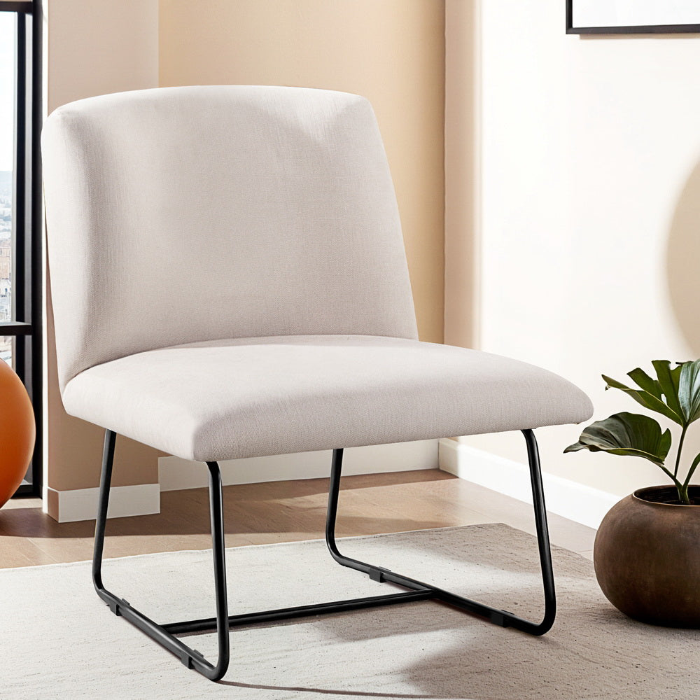 Accent Armchair Cross Leg Beige