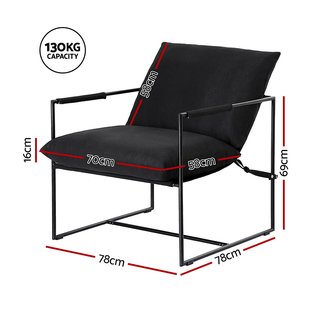 Accent Lounge Armchair Sling Black