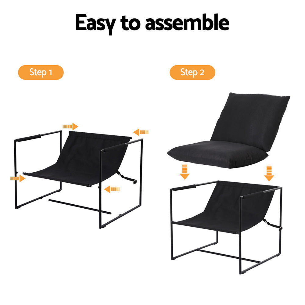 Accent Lounge Armchair Sling Black