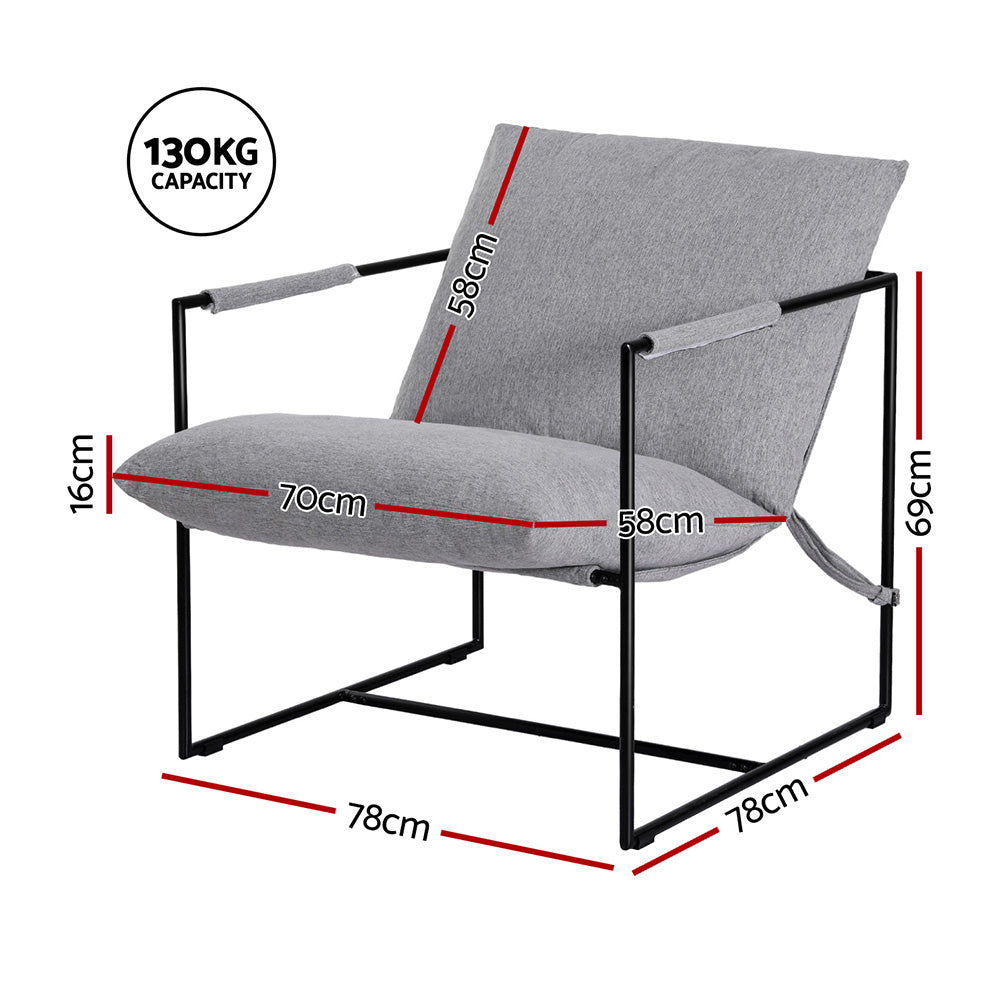 Accent Sling Armchair Lounge Chair Grey