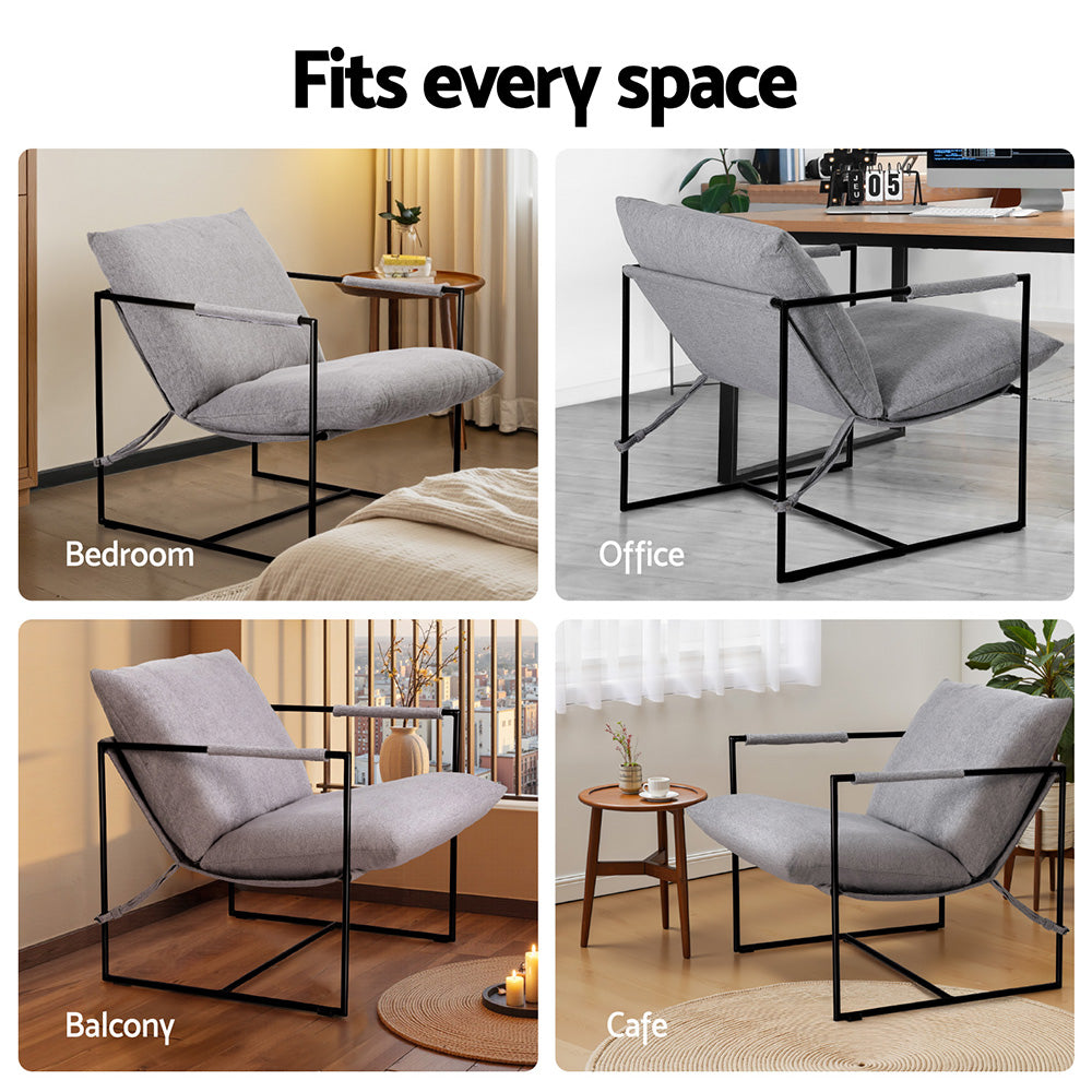 Accent Sling Armchair Lounge Chair Grey