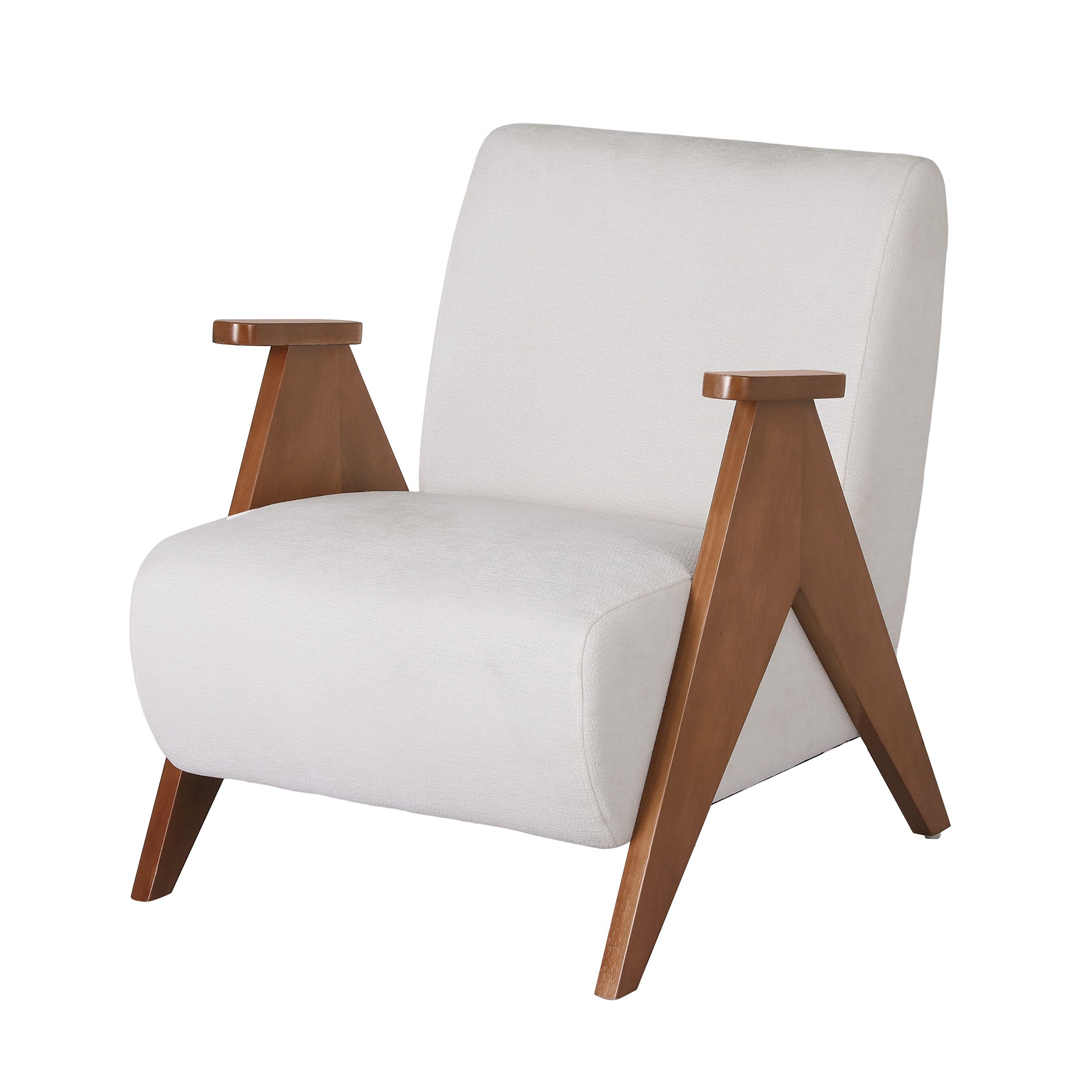 Artiss Armchair Accent Chair Sturdy Upholstered Solid Wood Chenille Fabric White