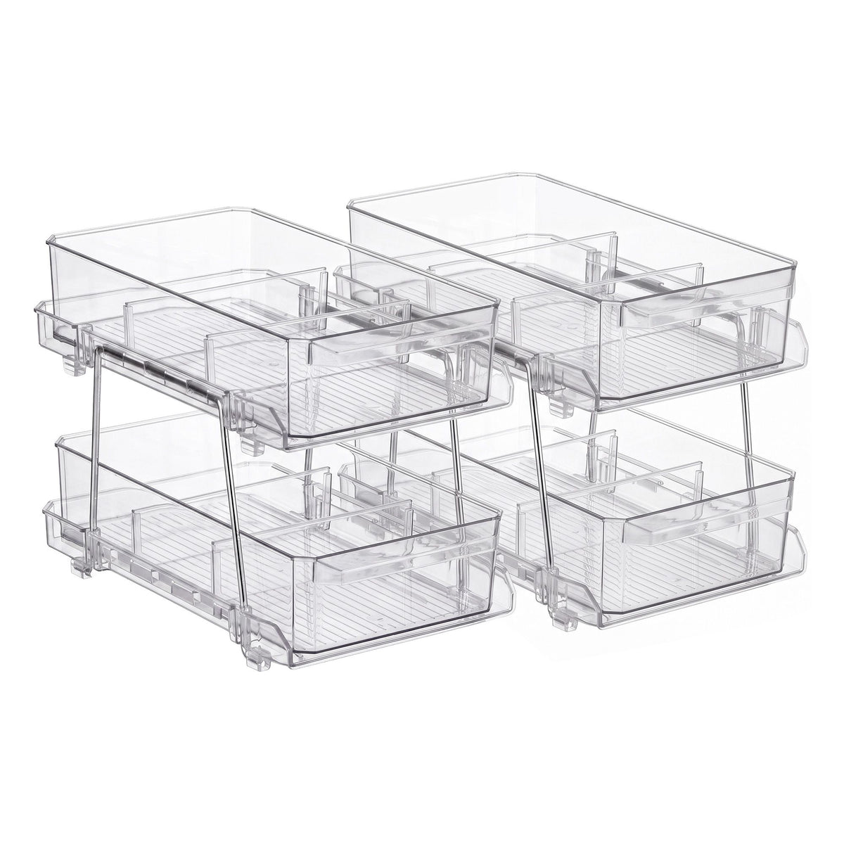 Artiss 2 Pack Clear 2 Tier Pull Out Cabinet Organiser