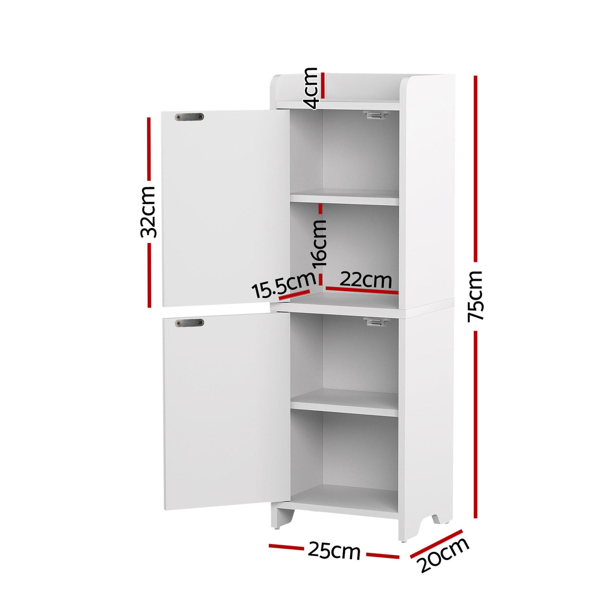 Artiss 2 Pack Bathroom Storage Cabinet 2-Tier Slim Adjustable White