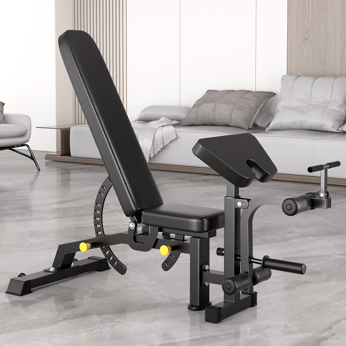 SmartFit C1 Max Multi Functional Cable Crossover Station 130kgs Pin Loaded Machine + Multi Func Bench+7Ft Olympic Barbell + 100kgs Weights