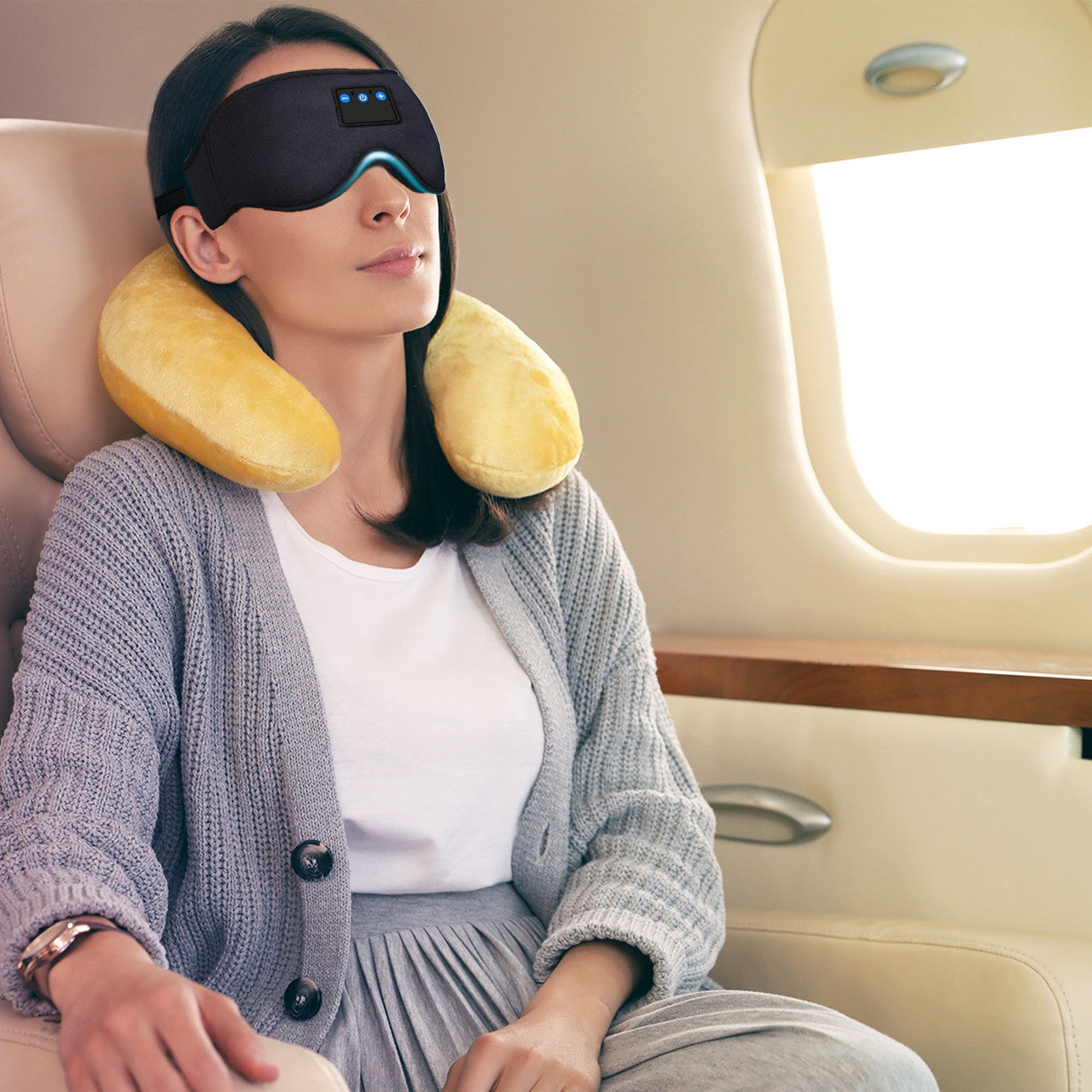 Laser Sleep Mask Bluetooth Headphones Black