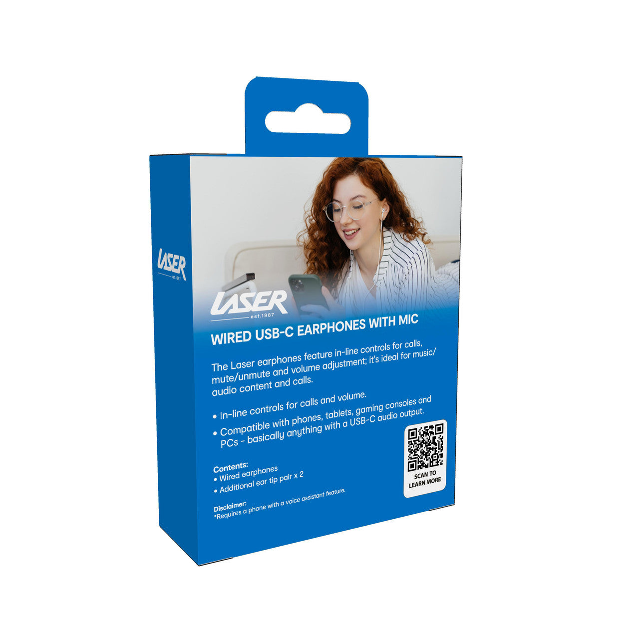 Laser Wired USB-C Earphones with Mic White