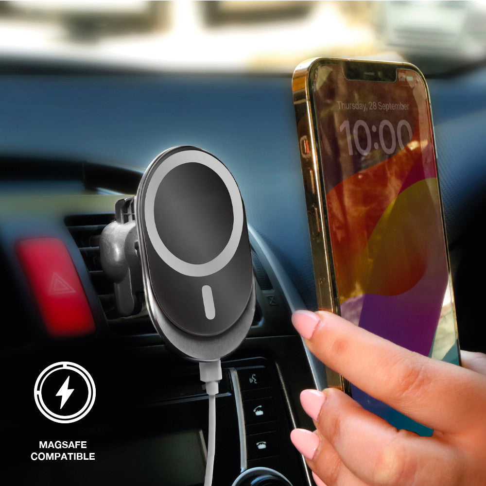 Laser 15W MagSafe Car Charger Mount Black
