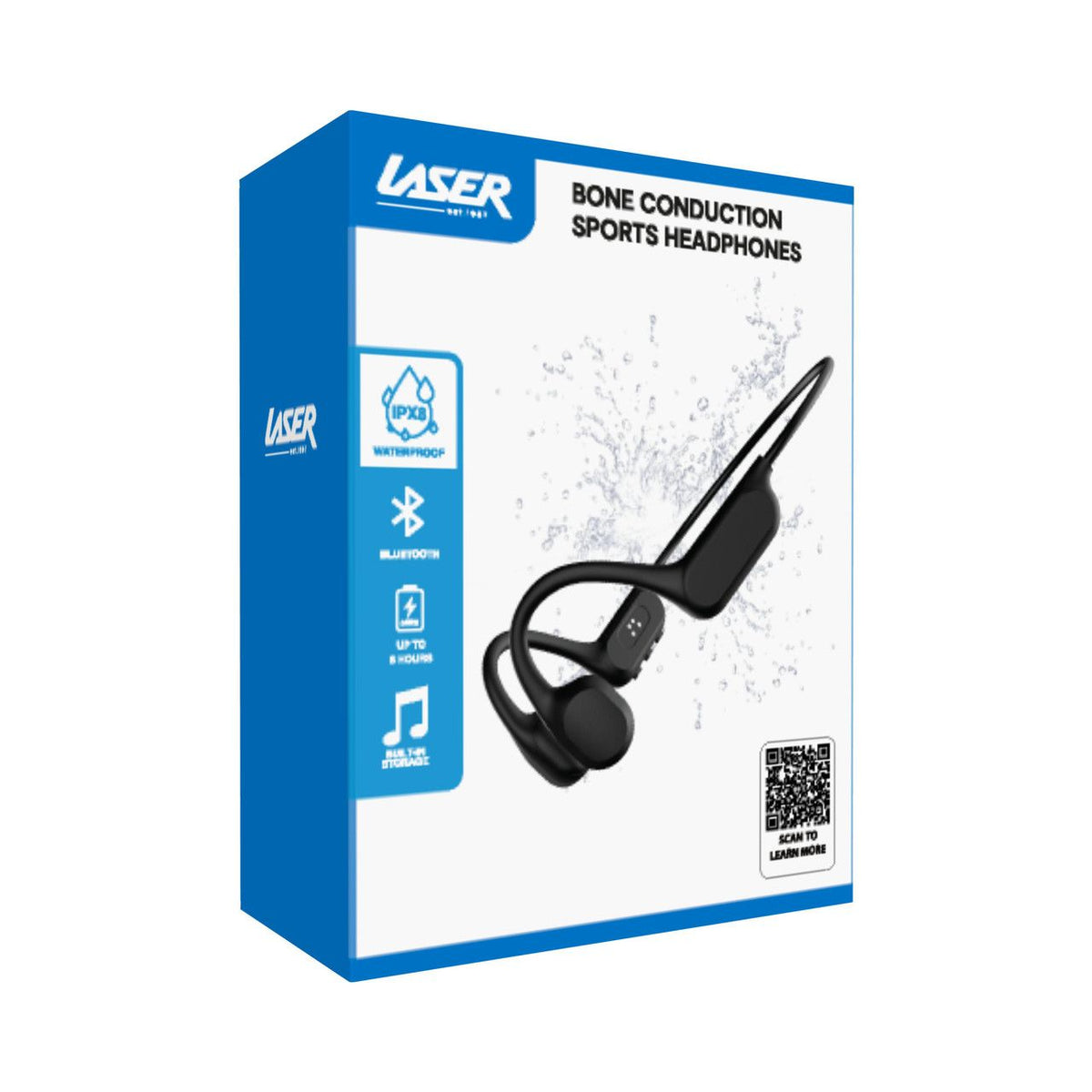 Laser Bone Conduction Headphones for Swimming Black