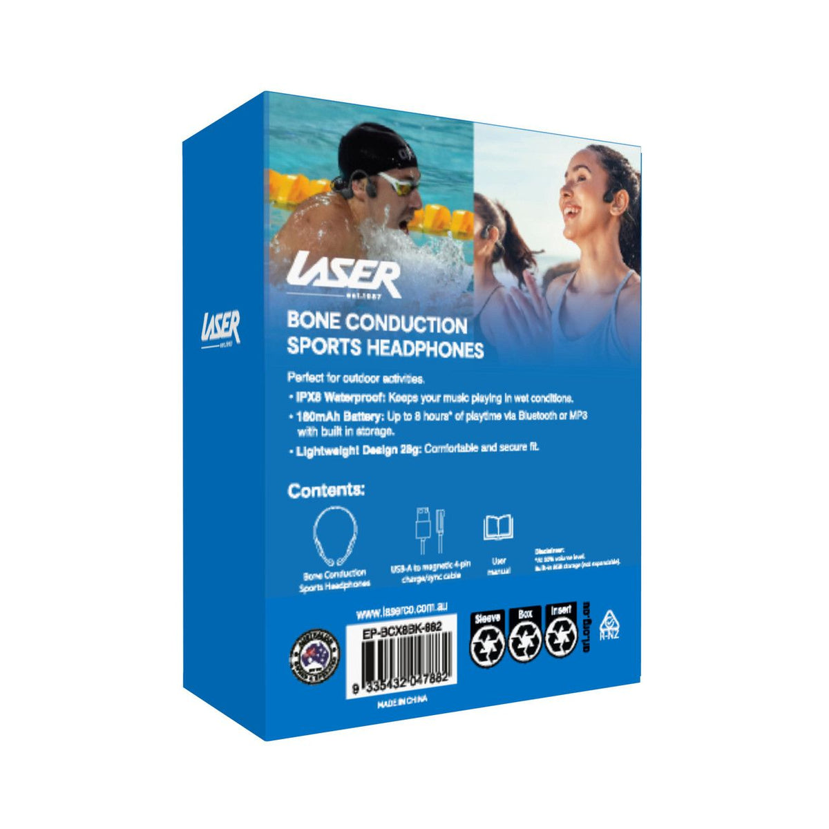 Laser Bone Conduction Headphones for Swimming Black