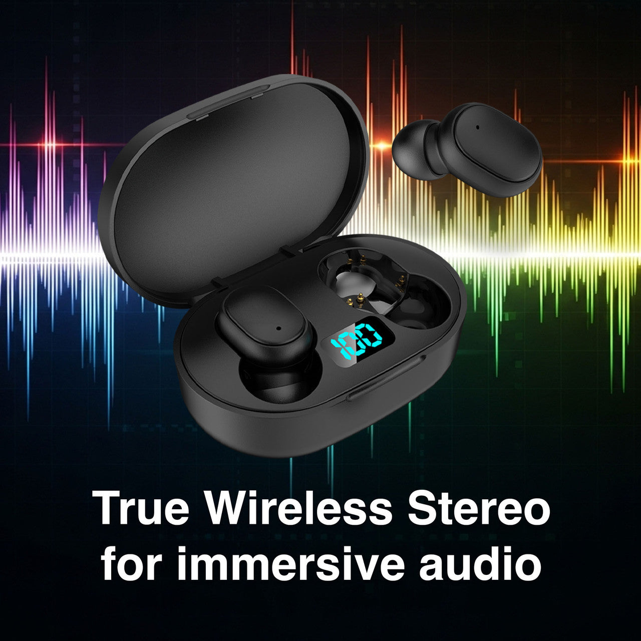 Laser True Wireless Earphones LED Display Black