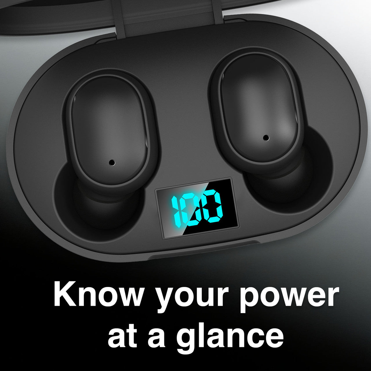 Laser True Wireless Earphones LED Display Black