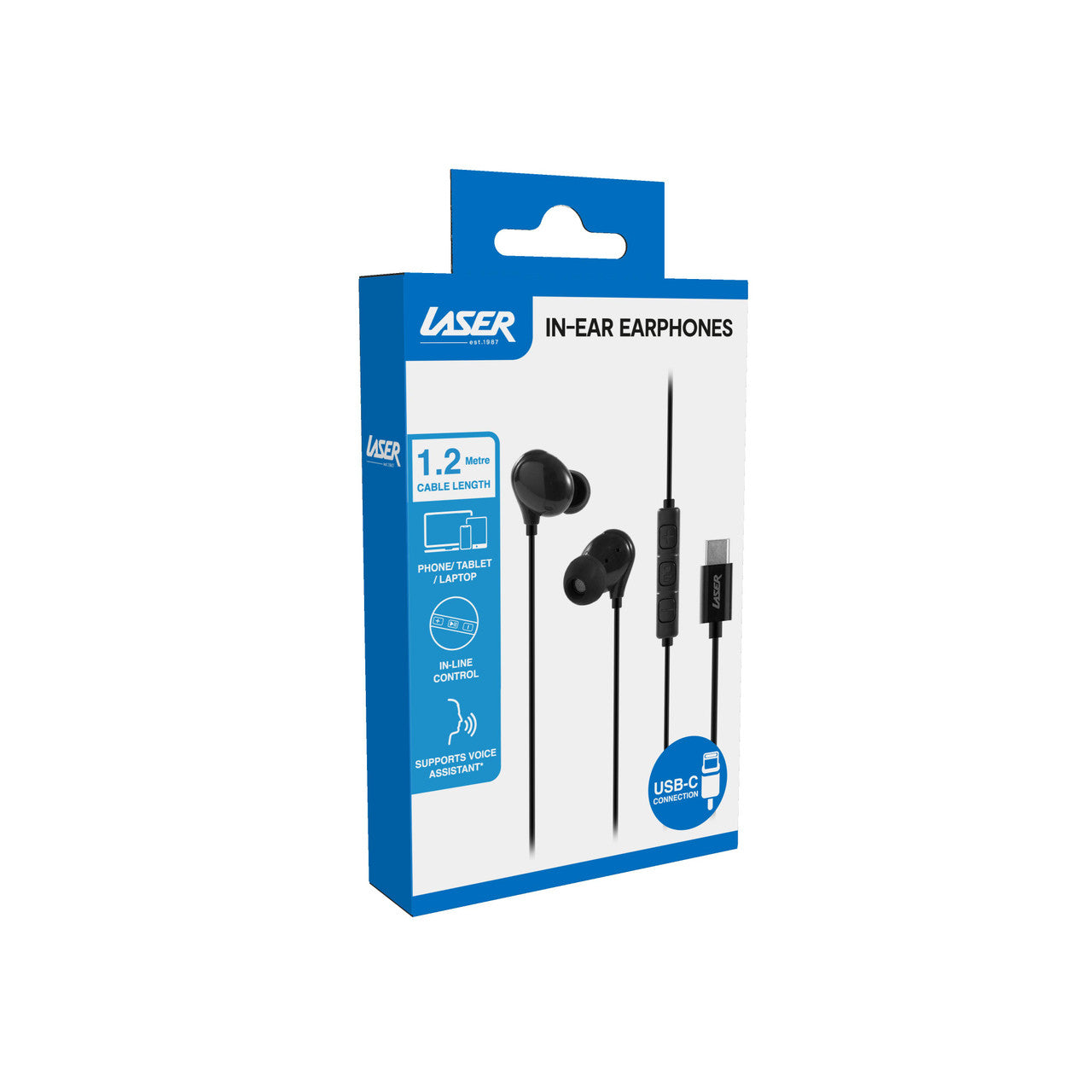 Laser Wired In-Ear Earphones with In-Line Controls Black