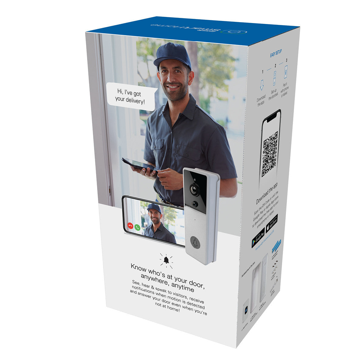 Laser Smart Full HD Video Doorbell White