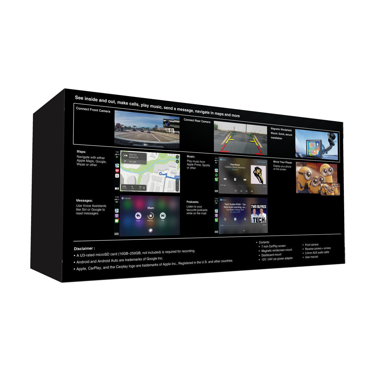 Laser 7in CarPlay Android Auto Dual Cameras