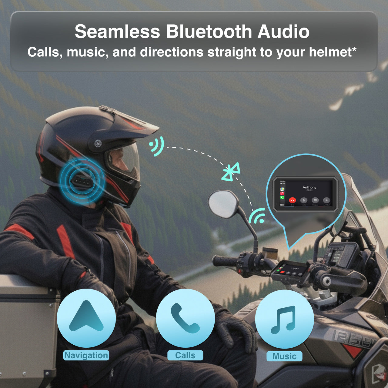Laser 6-inch Wireless Motorbike CarPlay Android Auto