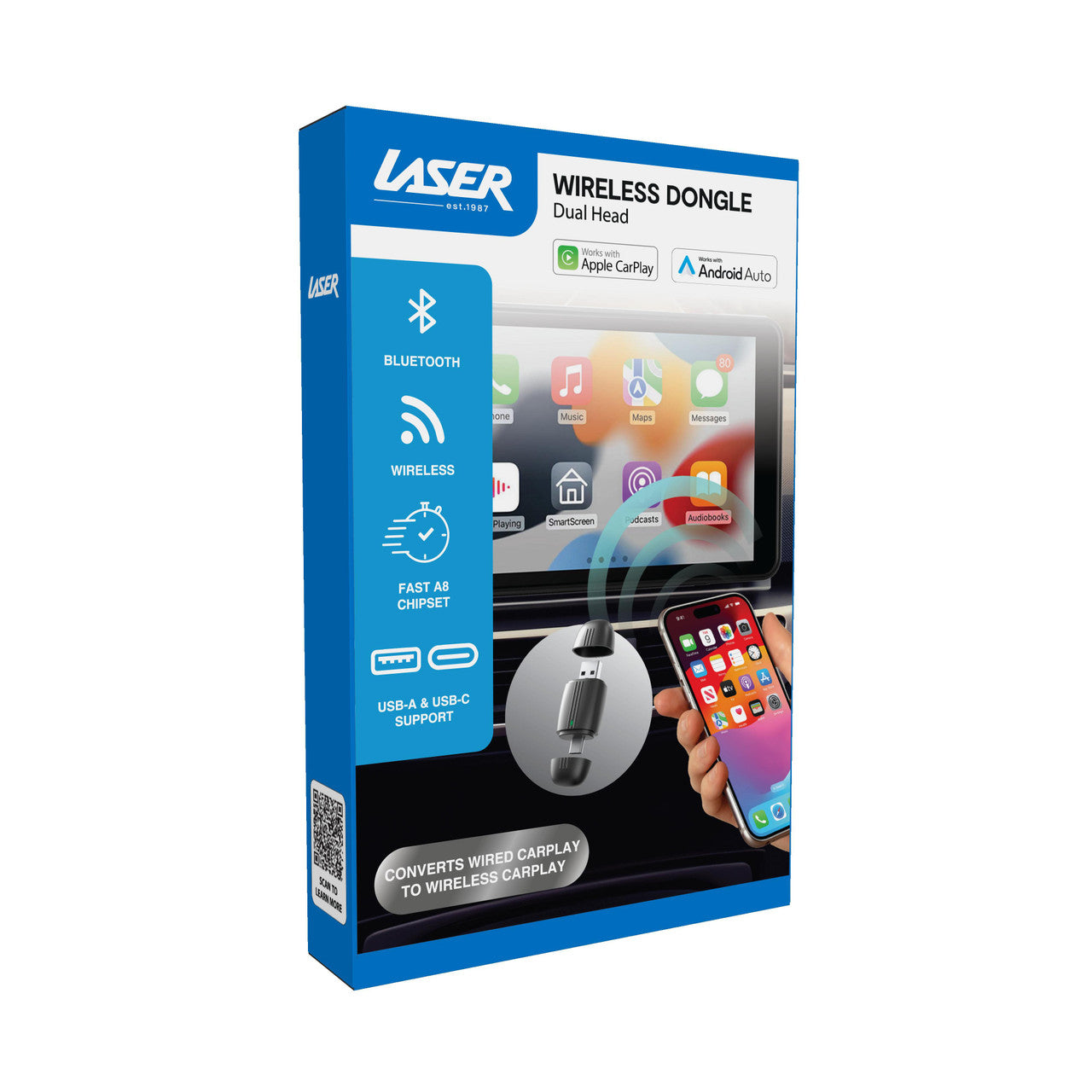 Laser Dual Head Wireless CarPlay Android Auto