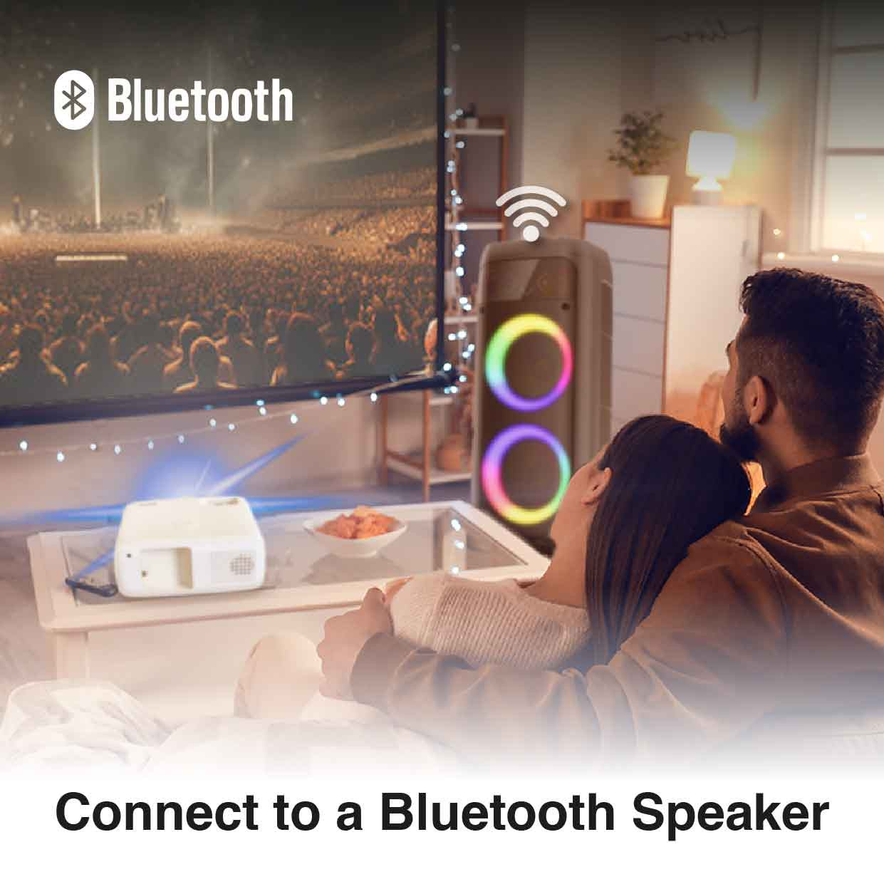 Laser 220 Series Gaming and Movie Bluetooth Projector with Screen