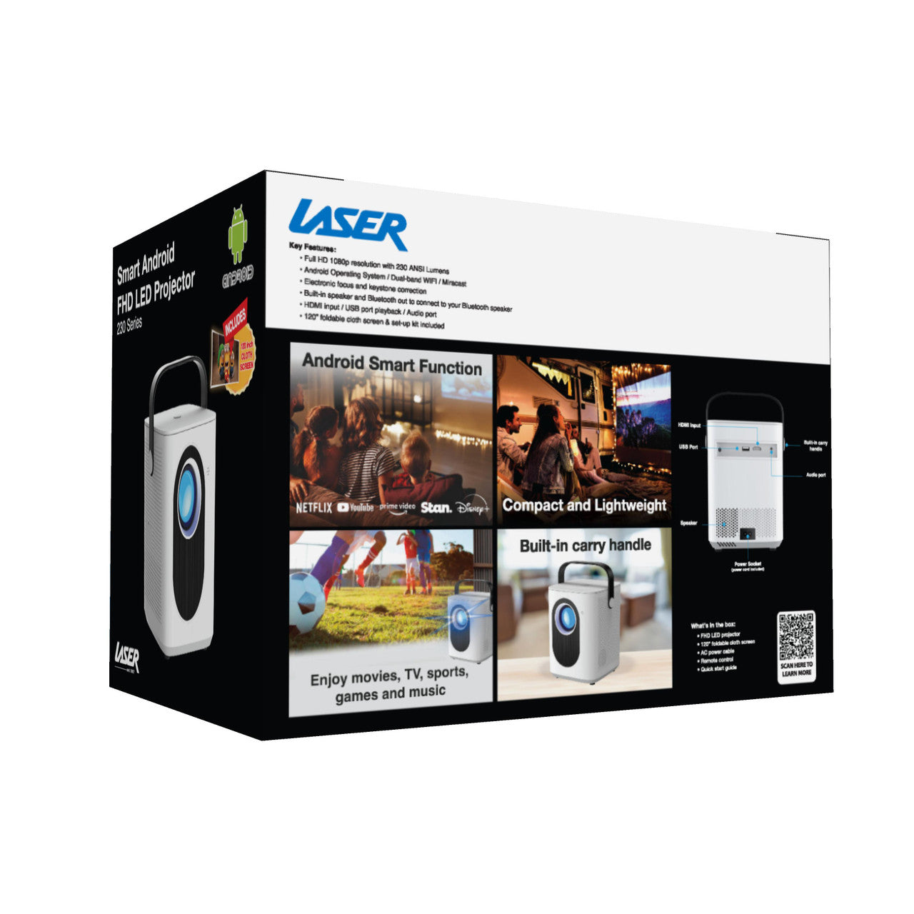 Laser Cube Android Projector with 120in Screen