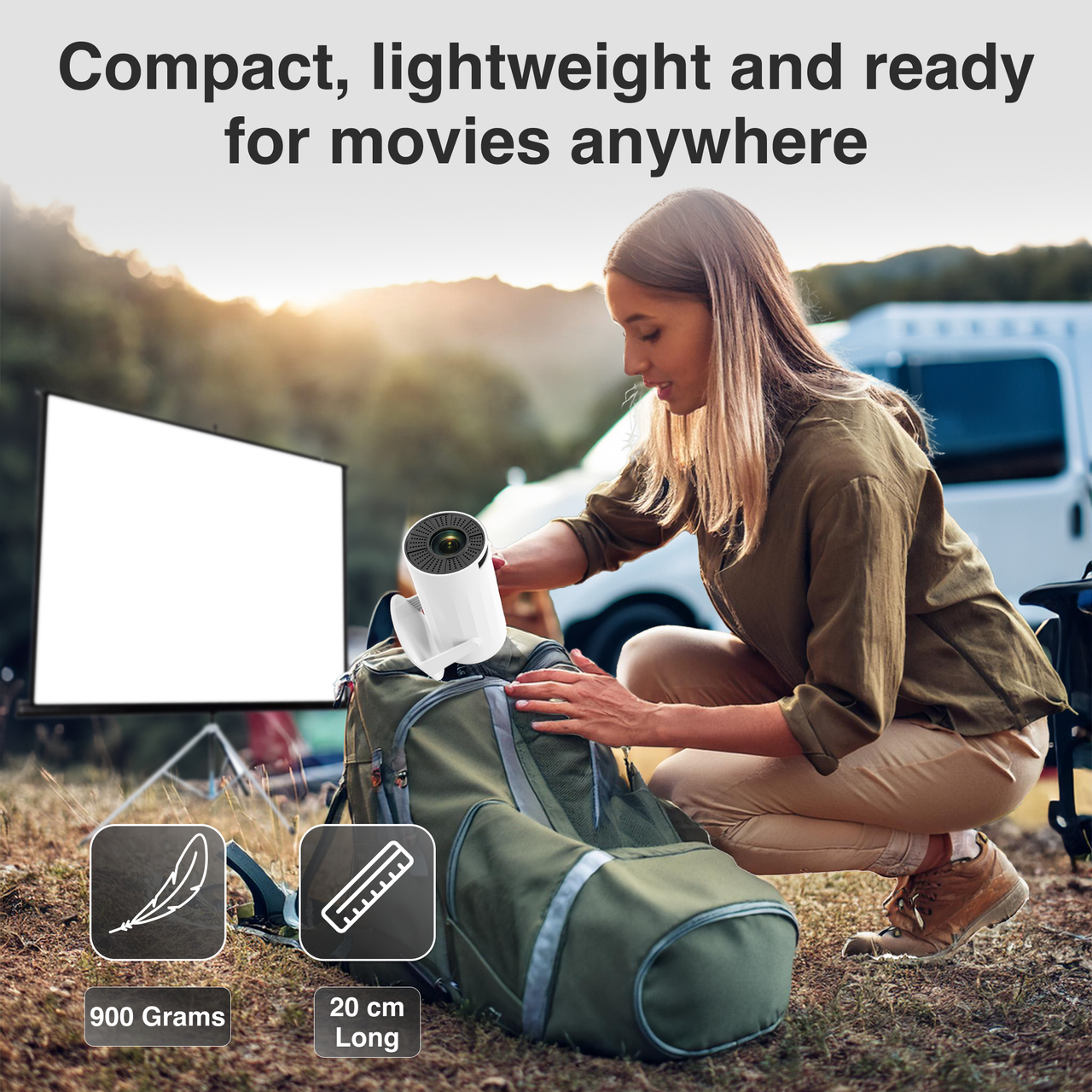 Laser Multi-Angle Tube LED Projector, Android TV 1080p