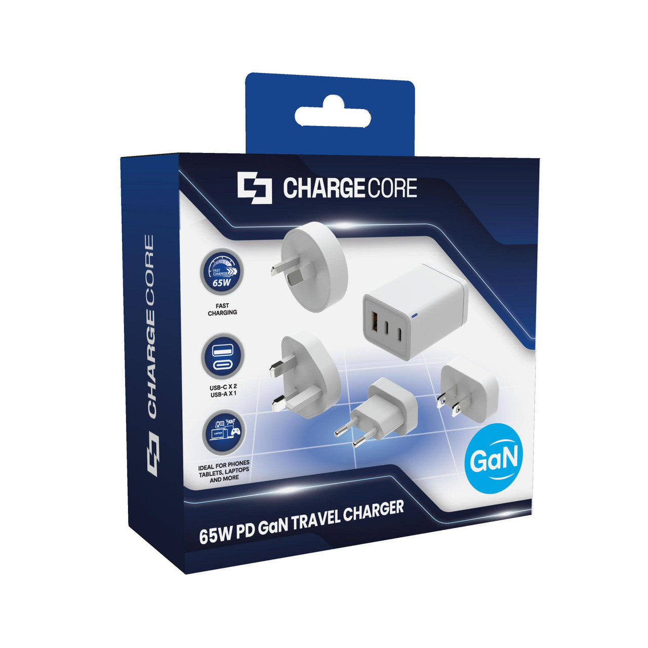 Laser 65W GaN Travel Charger with 4 Adaptors