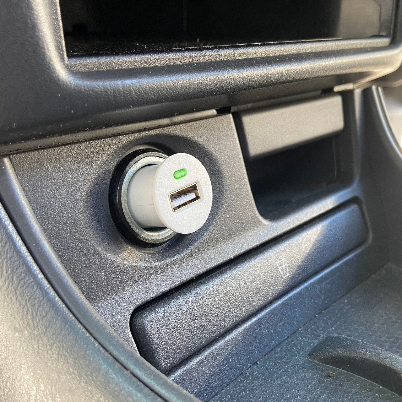 Laser USB Car Charger with 3-in-1 Cable White