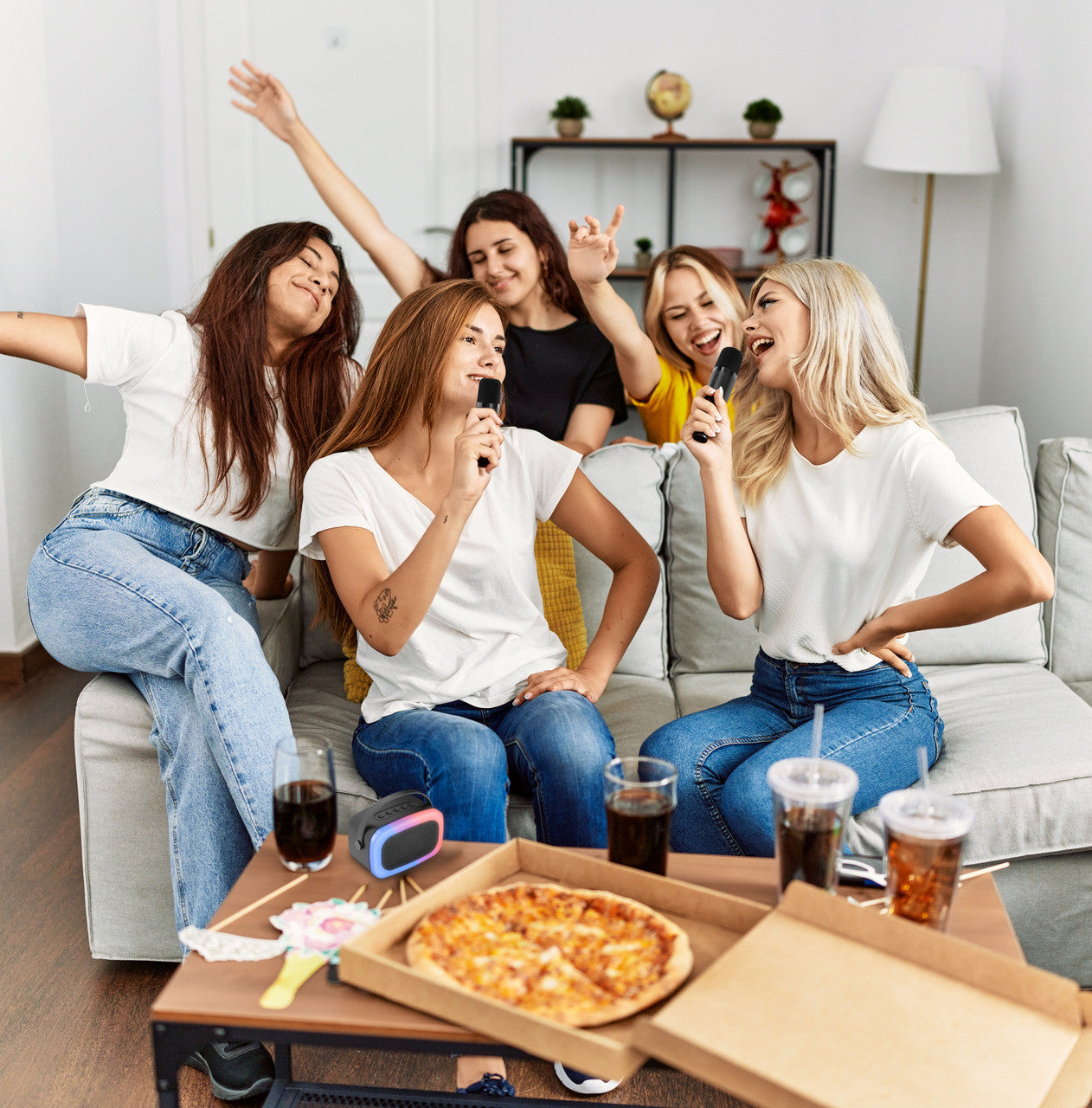 Laser Karaoke RGB Speaker with 2 Wireless Mics