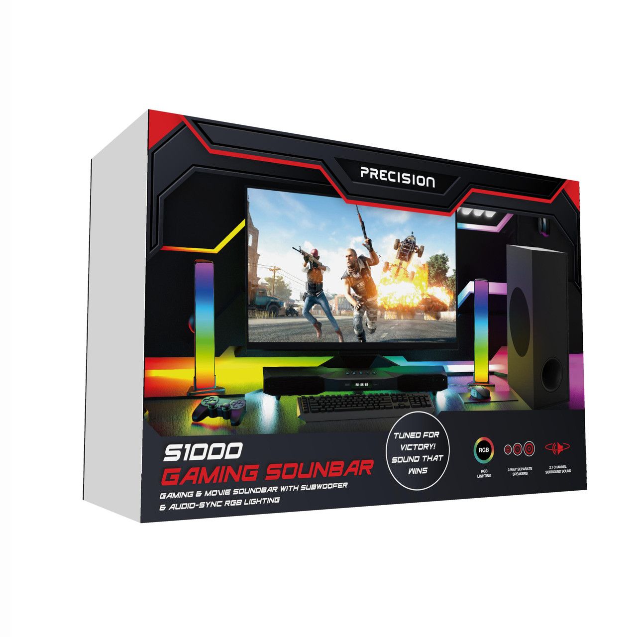 Precision RGB Gaming Soundbar with Subwoofer