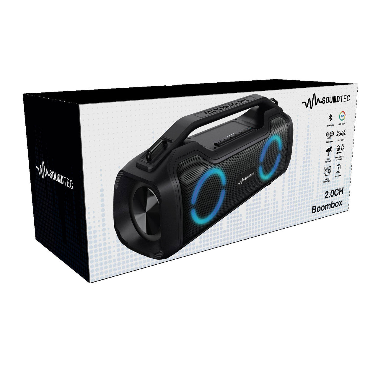 SoundTec 2.0CH Bluetooth Boombox Speaker with Powerbank
